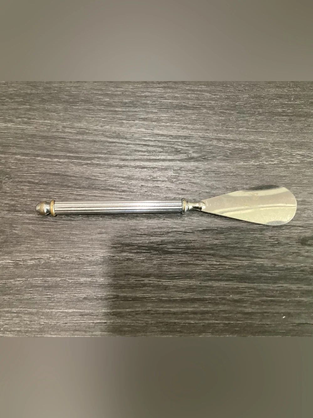 Vtg. Silverplate Plated Column-Handles Cheese serving knife.  Art-Deco